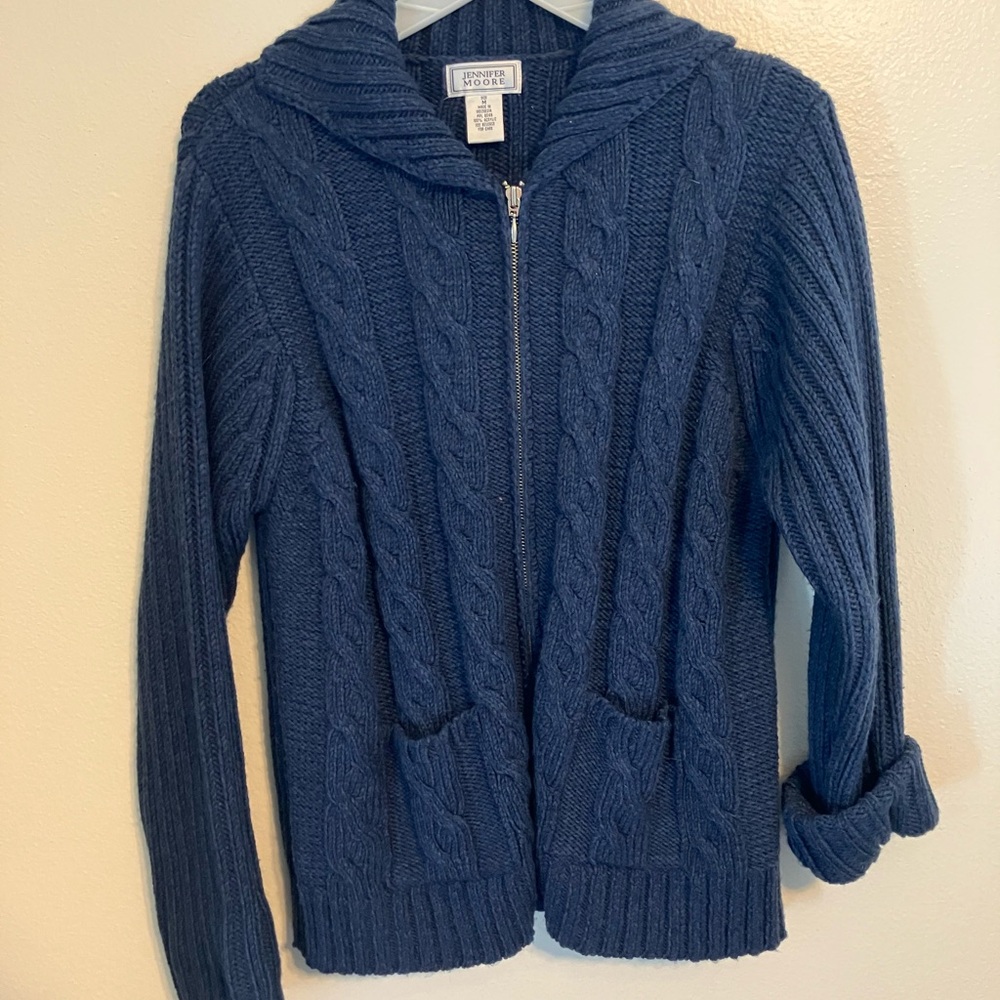 Jennifer Moore Navy Cable Knit Cardigan